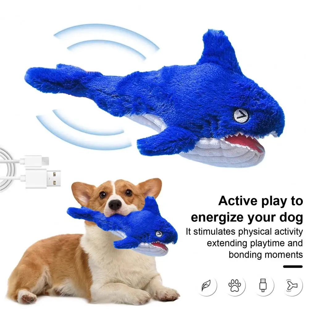 Juguete interactivo para perro, tiburón de peluche recargable, pez Wiggly, suministros para perros pequeños, medianos y grandes - imagen 4