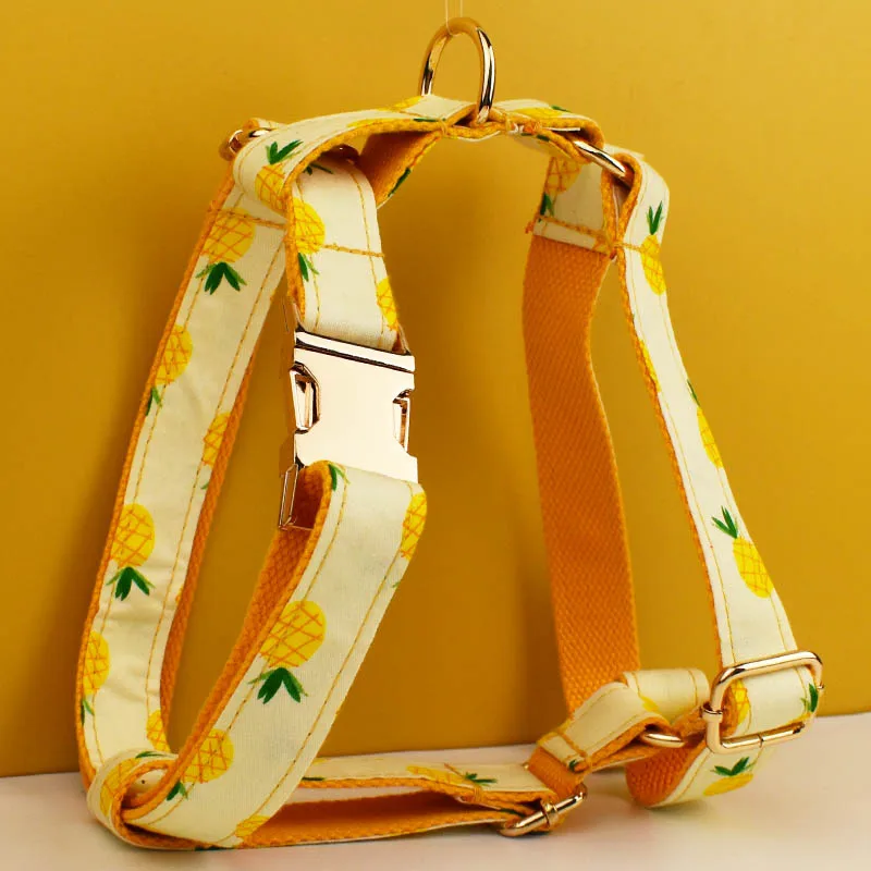 Arnés de algodón suave con estampado de piña para mascotas, Correa con logotipo de diseño personalizado de alta calidad, accesorios de sublimación para Collar de perro, fruta 01 - imagen 2