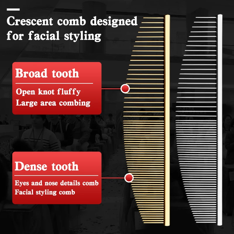 Peine de belleza para mascotas con forma de media luna o Luna, peine de aseo facial fino, dientes de boca de peluche bonitos y más fáciles de peinar, pelo de perro, nuevo estilo - imagen 3