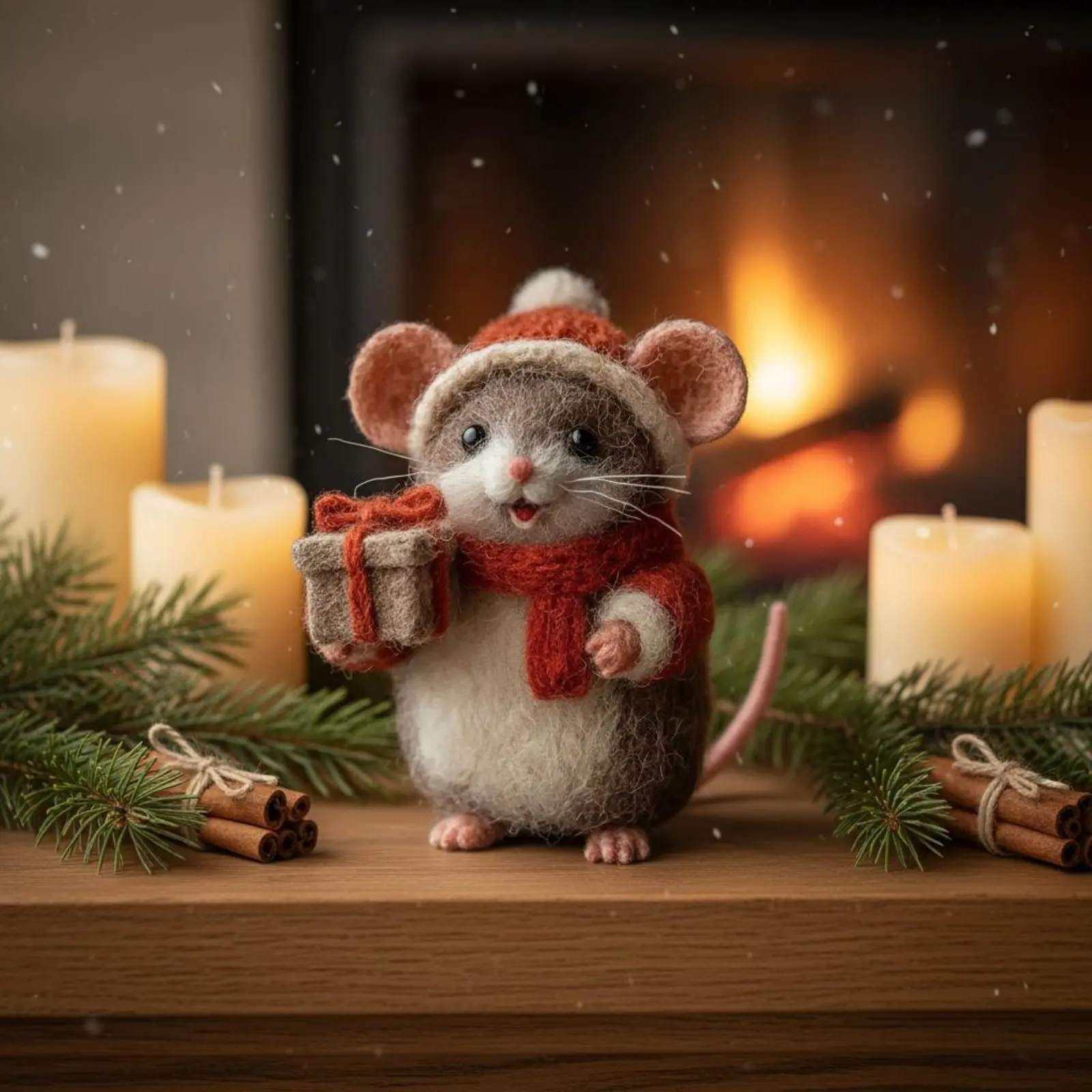 Muñeco de ratón navideño para gato – Juguete y decoración de escritorio - imagen 4