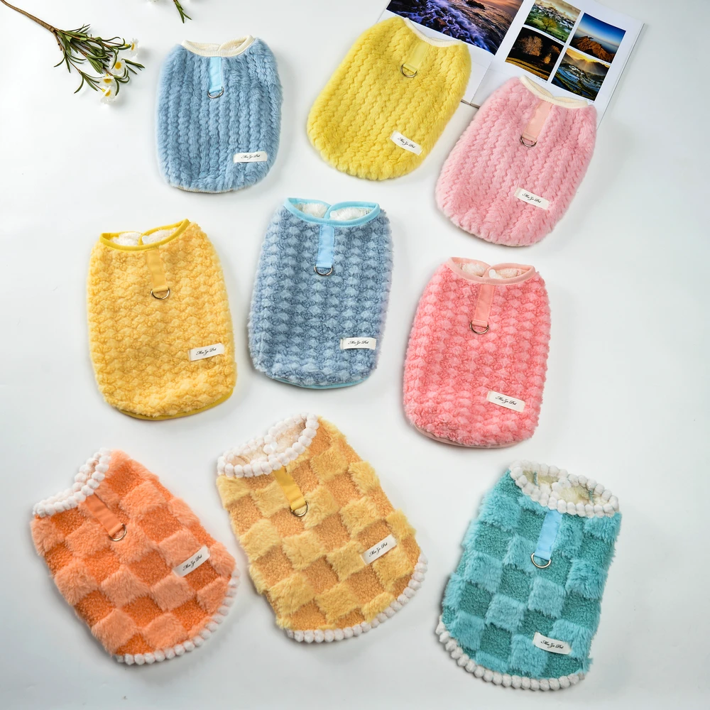 Chaqueta con hebilla para perro y gato, abrigo cálido de lana para mascotas, ropa para perros pequeños, Shitzu, Chihuahua, Otoño e Invierno