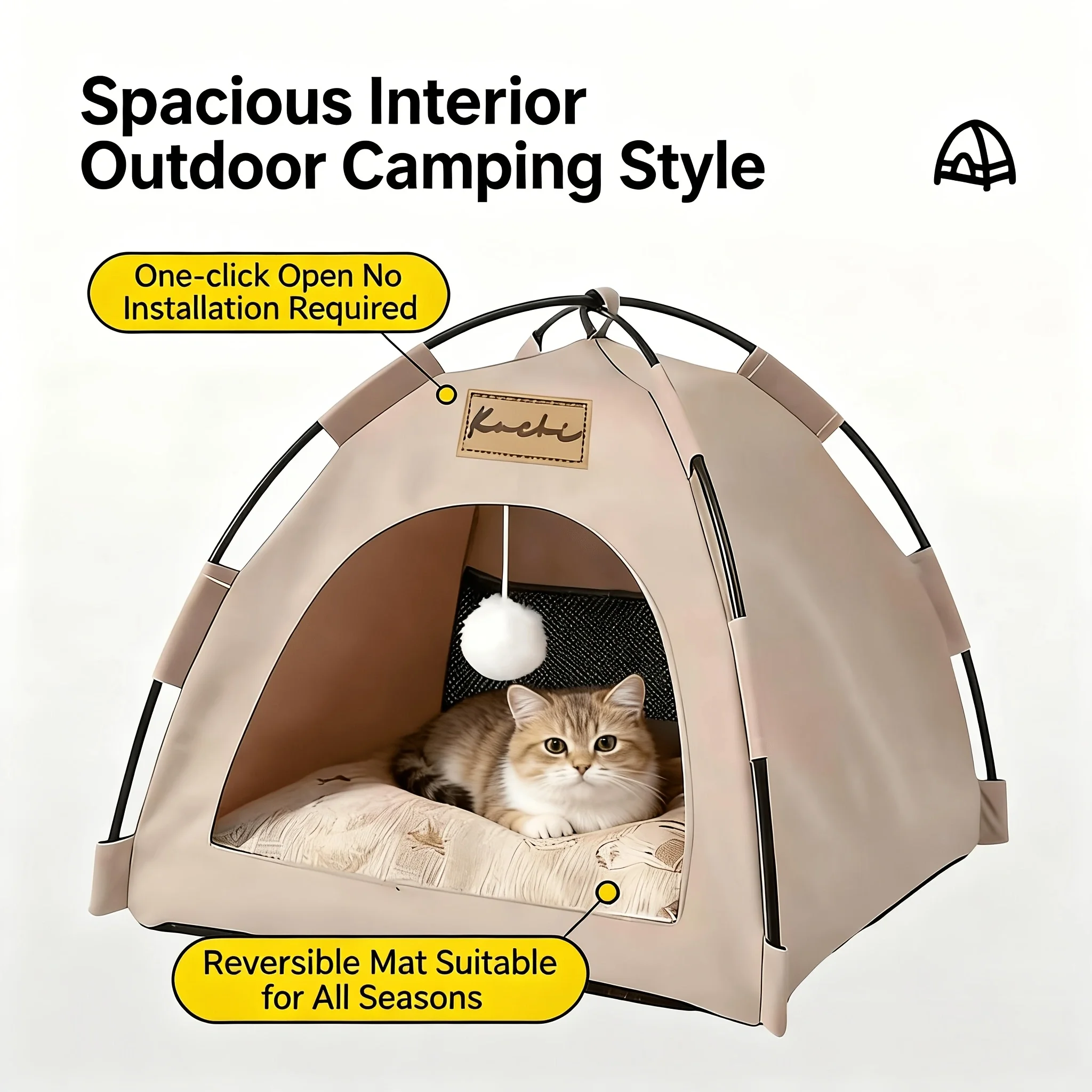 Cama casita semicerrada plegable y práctica para gatos y perros