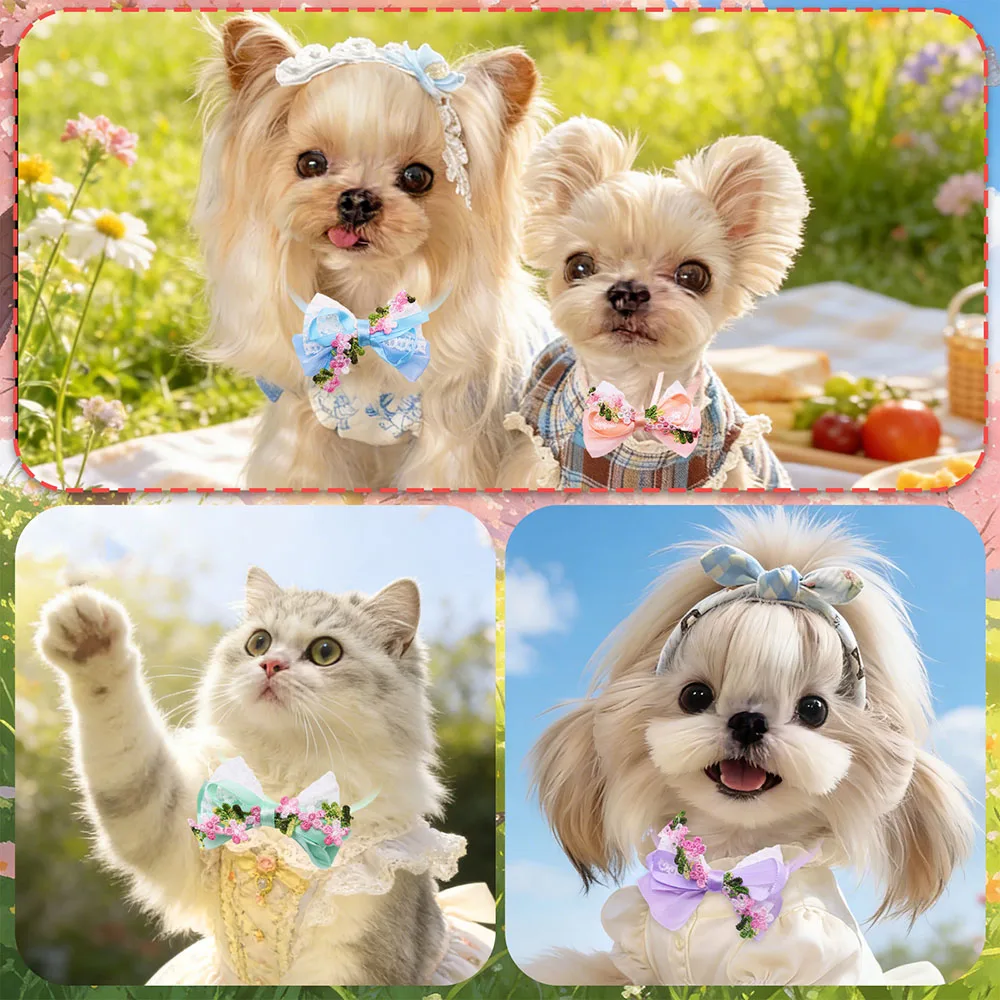 Lazo floral para collar de perro y gato – Accesorio peluquería - imagen 3