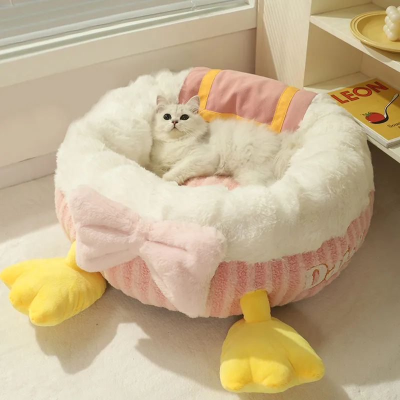 Cojín de dibujos animados para dormir para gato, cama Universal extraíble y lavable para las cuatro estaciones, sofá para mascotas - imagen 4