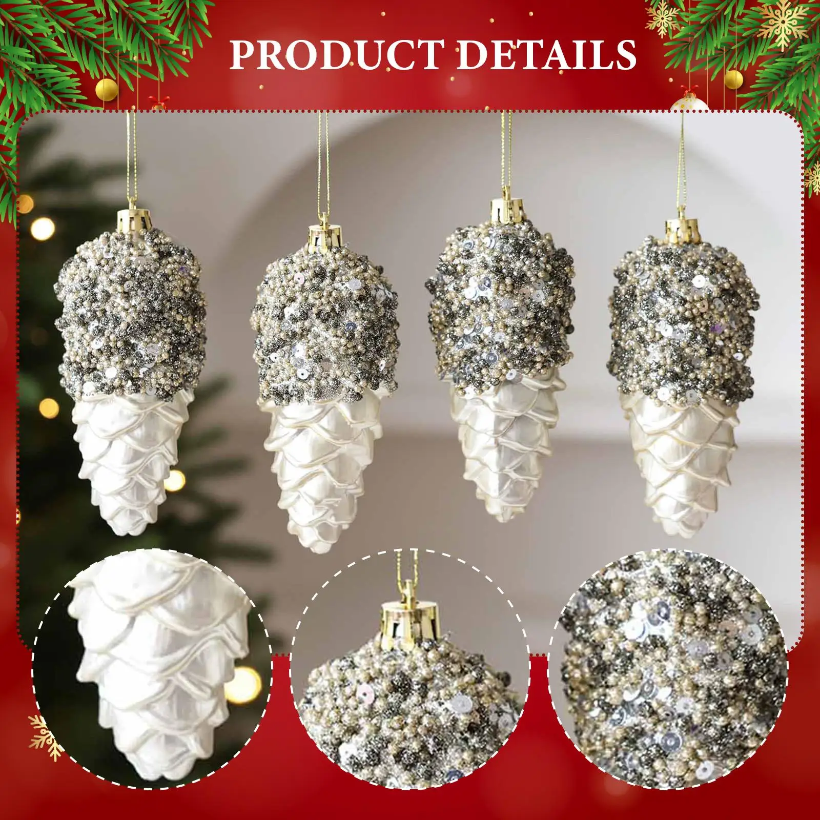 4x colgantes navideños en forma de conos de pino, artesanías, adorno navideño rústico, colgantes divertidos de Navidad para compromiso festivo - imagen 5