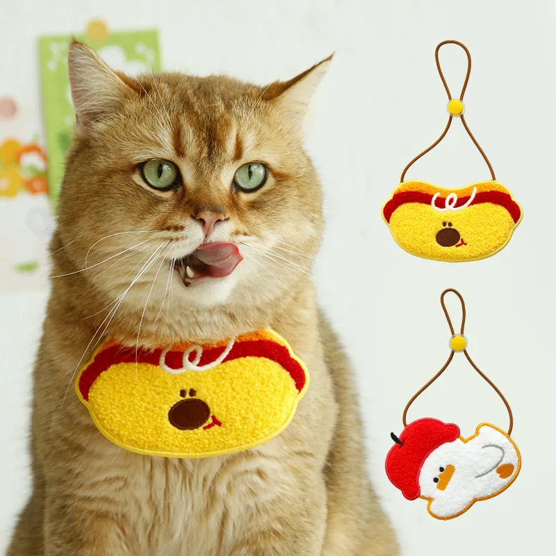Cute Animals Embroidery Dog Bib Pet Bib Saliva Towel Bichon Teddy Hiromi Bib Cat Triangle Scarf Cat Scarf Cat Saliva Towel - imagen 4