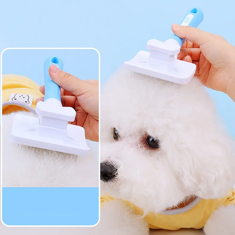 Peine para perros, cepillo automático para perros, removedor de pelo para mascotas, cepillo autolimpiante para gatos, peine de un botón para perros, limpieza de nudos, suministros para mascotas - imagen 2