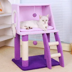 Torre rascadora para gatos con casa, columna de sisal y nido salto