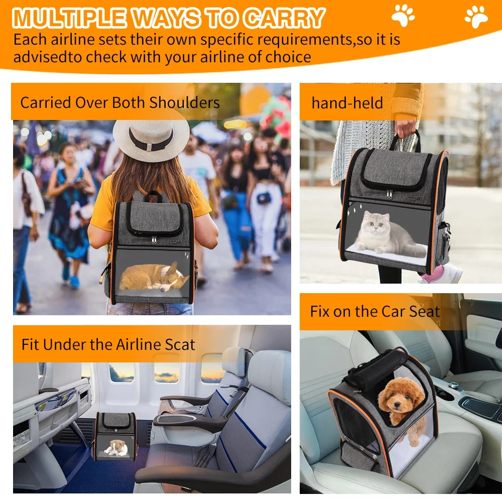 Bolsas de viaje para perros y gatos, mochila de transporte para perros pequeños y medianos, bolsa de transporte para mascotas de viaje y senderismo - imagen 4
