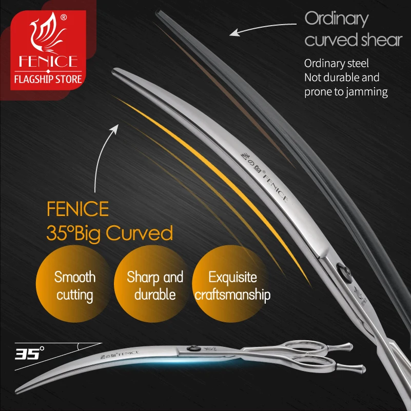 Fenice-Tijeras profesionales de mano izquierda para mascotas, productos para perros, supercurvadas, 35 °, 7/7 pulgadas - imagen 5