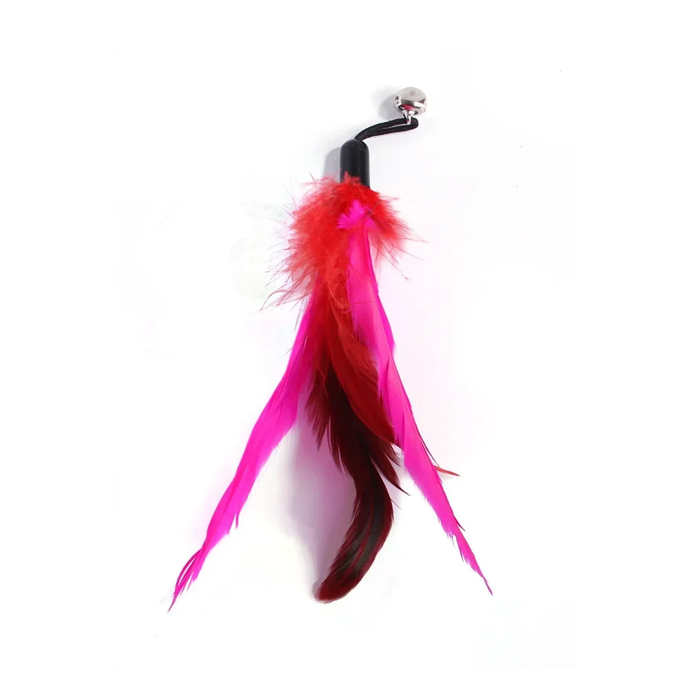 Juego de juguetes retráctiles de plumas para gatos, varita retráctil para gatos, juguetes y rompecabezas de repuesto con recambios de campana, juguete para gatos de interior - imagen 4