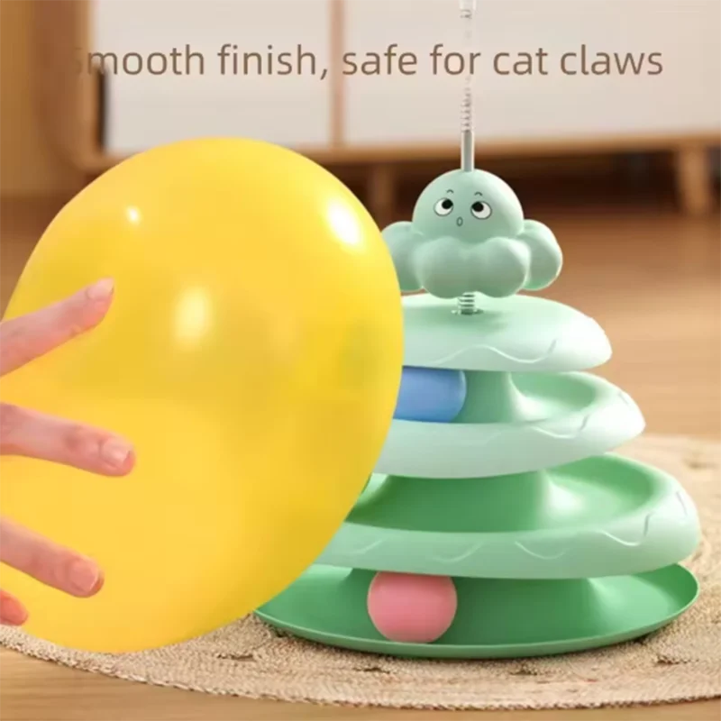 Bolas coloridas de juguete para gatos, pistas huecas, parque infantil portátil desmontable para gatos, palo giratorio interactivo para aliviar el aburrimiento - imagen 3