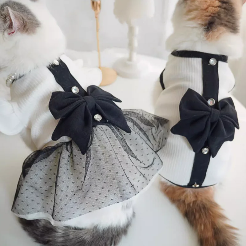 Vestido de lujo para perro, ropa de verano con lazo de encaje para cachorro, faldas para perro, camiseta de algodón para perro, disfraz para perro, ropa para perro Chihuahua Bichon - imagen 4