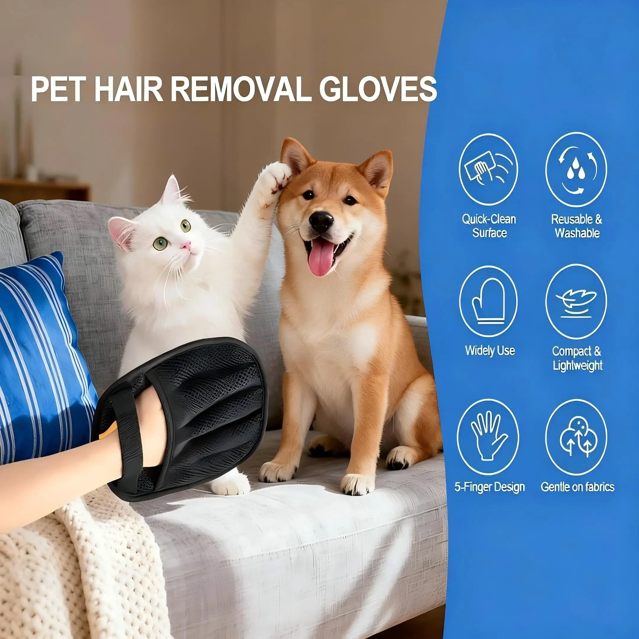 Removedor de pelusa para gatos y perros – Guante, cepillo, rodillo - imagen 4