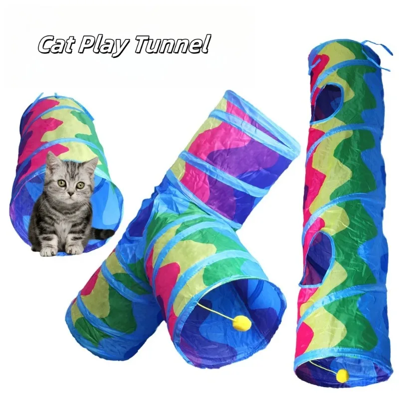 Tubo de túnel para gatos, juguetes plegables para gatos, entrenamiento para gatitos, juguete interactivo divertido, túnel ennegrecido para cachorros, gatitos, suministros para mascotas, accesorios para gatos - imagen 3