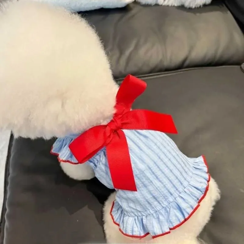 Vestido de falda de princesa para mascotas, ropa fina de verano para perros, Teddy Bichon Pomeranian Schnauzer, ropa para mascotas, vestido para gatos para perros pequeños - imagen 3