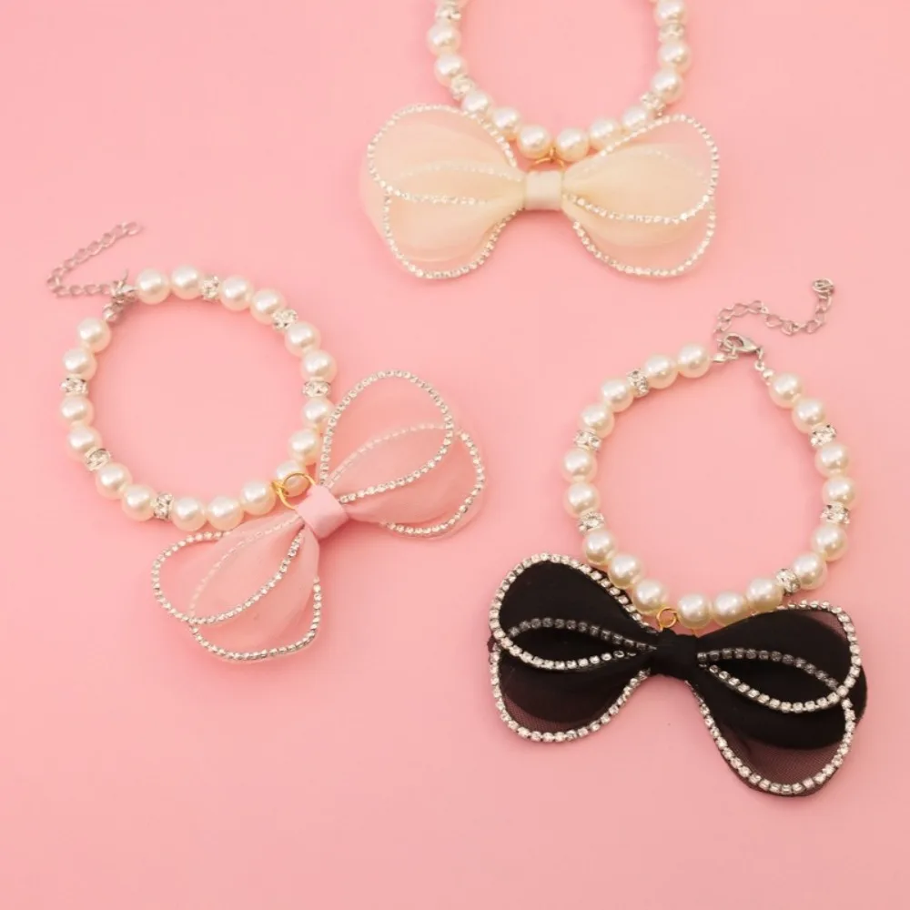 Collar de señora con strass y lazo para gatos y perros - imagen 5