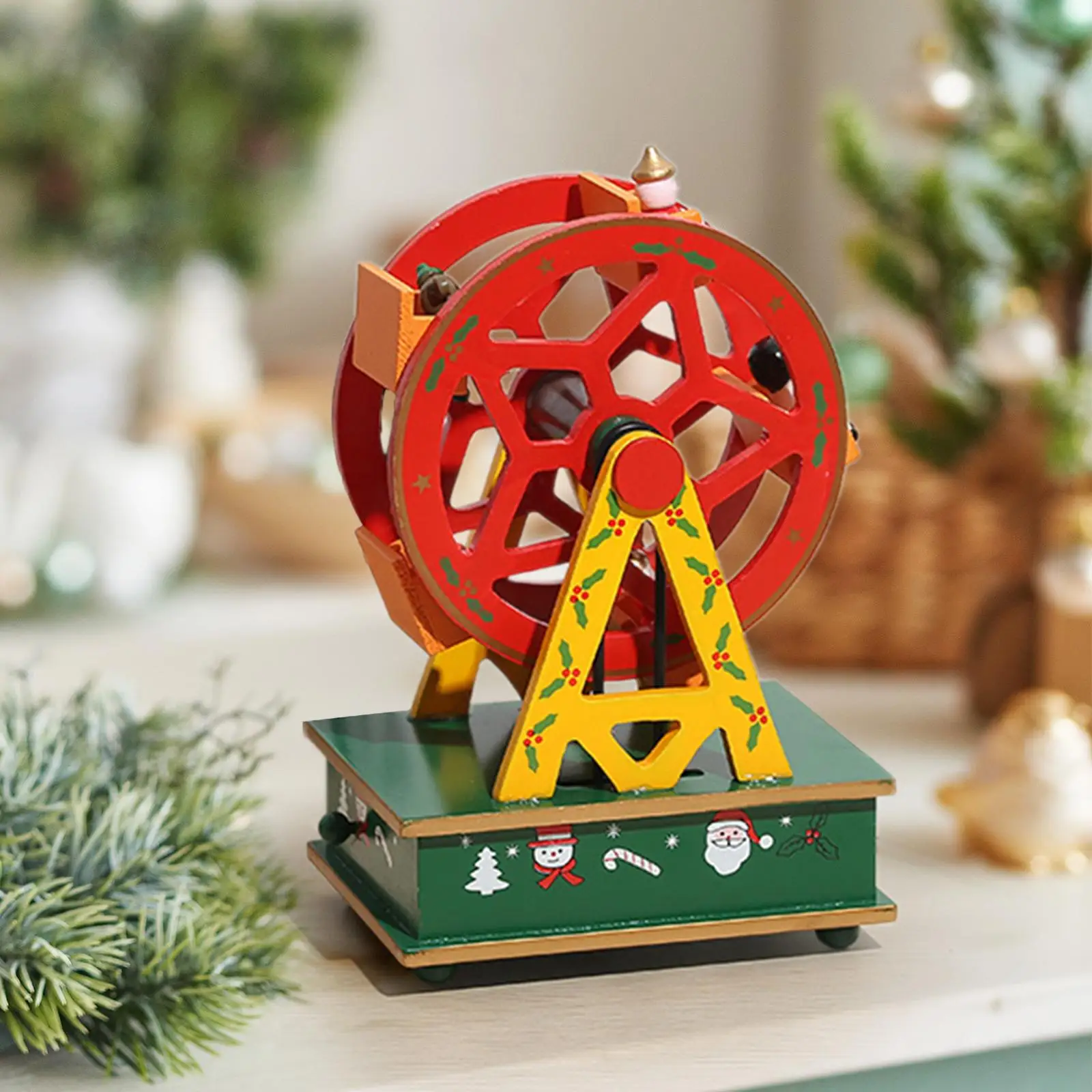 Christmas Music Box Ferris Wheel Crafts Home Decoration Accessories Desktop Ornament for Living Room Fireplace Indoor Home Shelf