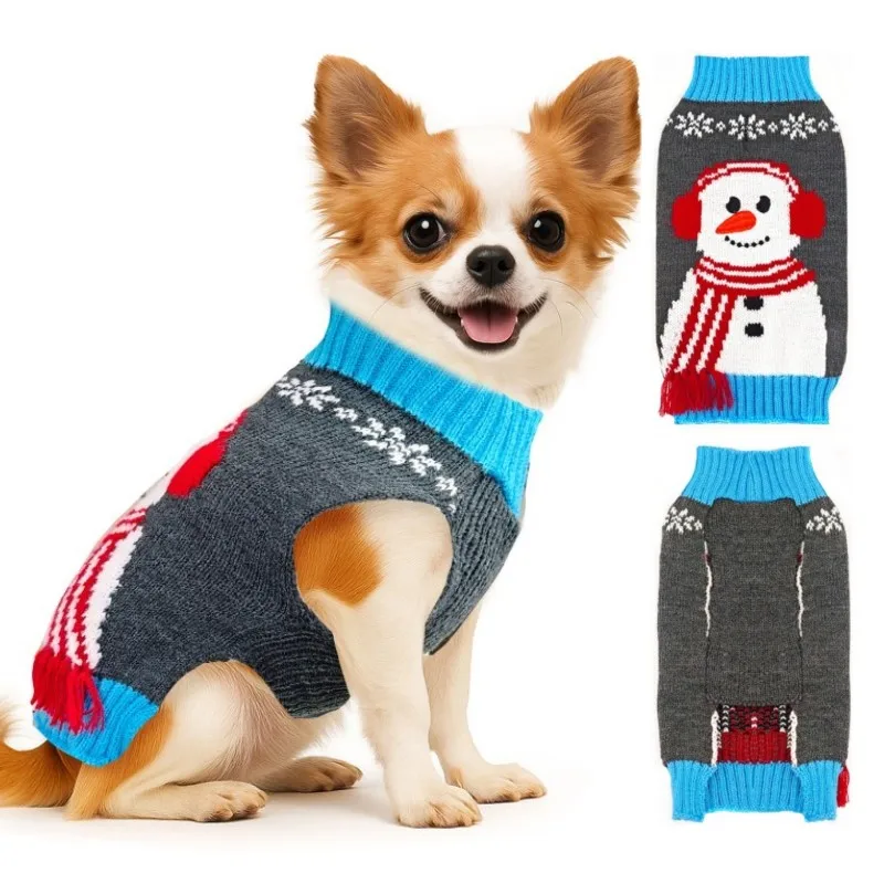 Ropa para perros, suéter navideño con estampado de muñeco de nieve para perros pequeños, medianos y grandes, abrigo de Navidad para Chihuahua, Bulldog Francés, Labrador