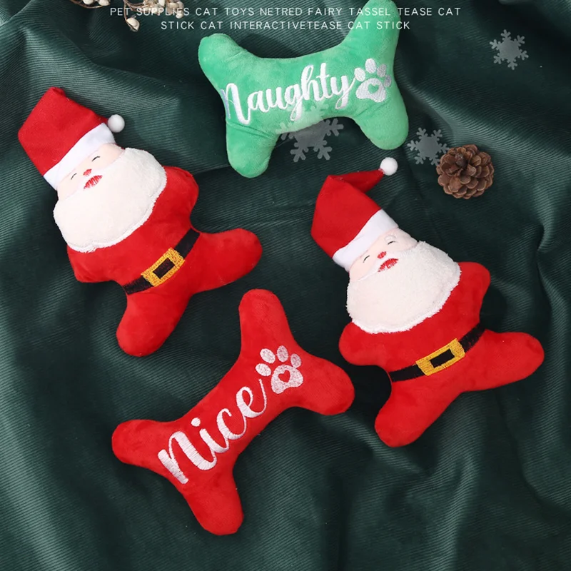 Lindo Instagram Elk y perro juguete Santa Squeak relleno gato perro juguete Feliz Navidad perro hueso regalo de vacaciones accesorios para cachorros - imagen 2