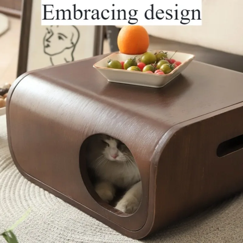 Camas nido de madera de lujo para gatos, mesas de centro cerradas de doble uso, casa para gatos oculta, cueva, sala de estar, nido interior, producto de suministros para mascotas - imagen 2
