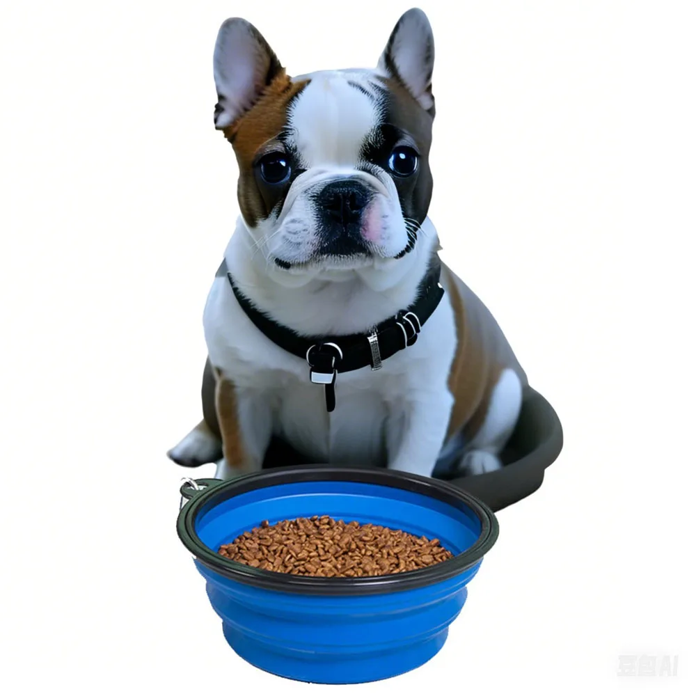 Pet folding silicone bowl Outdoor camping travel bowl Foldable portable puppy cat food container Feeder can hang dog food bowls