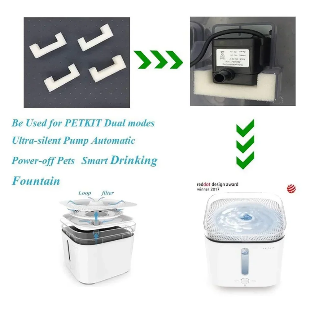 PETKIT EVERSWEET 2 filtros de preespuma para fuente de agua para mascotas, filtros de repuesto, 4 piezas (espuma blanca) - imagen 5