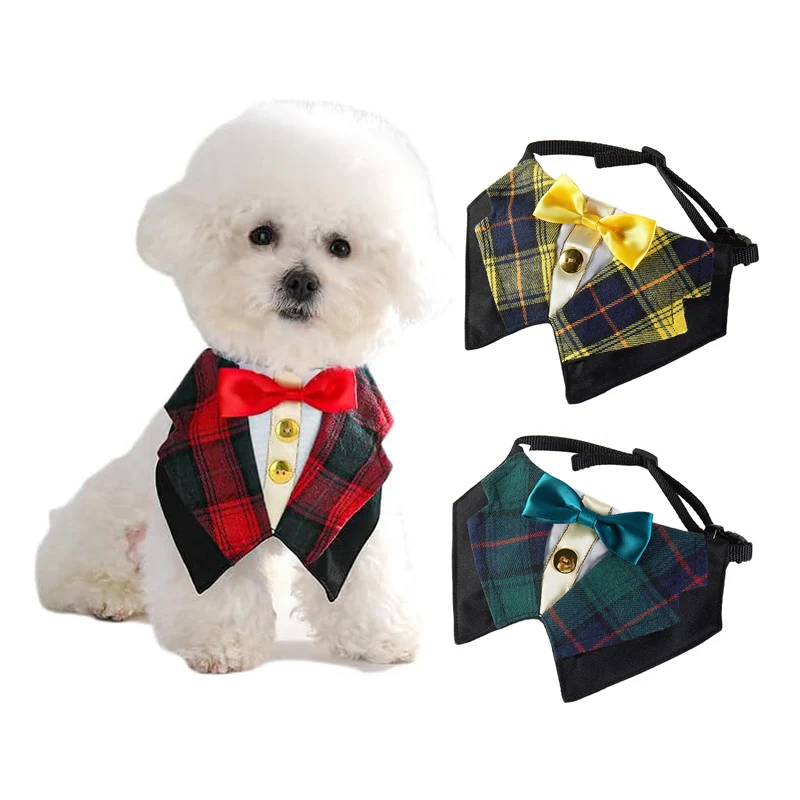 Esmoquin para perro, Bandana Formal para boda, Collar para perro con pajarita, disfraz de cumpleaños para gato, traje de San Valentín para mascota
