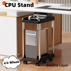 Soporte con ruedas para CPU y ordenador – Estante doble para oficina en casa