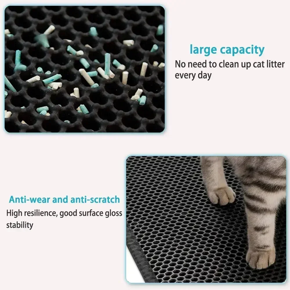 Estera de arena para gatos, impermeable, de doble capa, para caja de arena para mascotas, inodoro para mascotas, estera antideslizante para gatos, estera lavable para gatos, limpieza para mascotas - imagen 2
