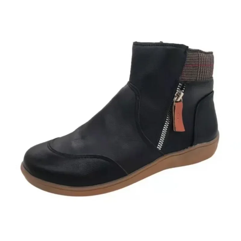 Botines de cuero con plataforma y cremallera para mujer, zapatos planos de tacón cuadrado, estilo Punk, novedad de otoño e invierno, 2024 - imagen 3
