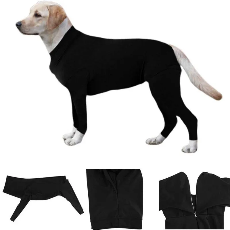 Ropa para perro, traje corporal de recuperación, protección para después de la cirugía, mono de manga larga, Mono para perro, Collar E, alternativa para Anti-lamer - imagen 4