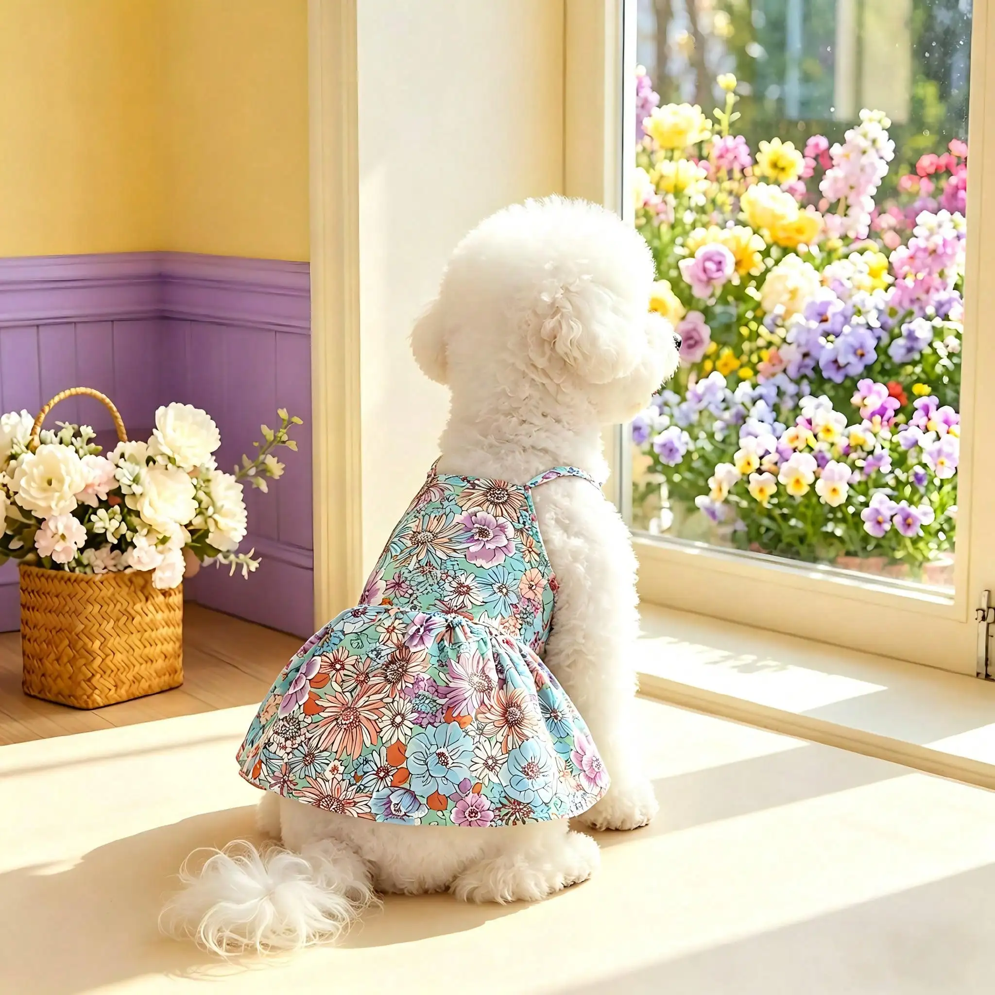 Vestido floral para perros y gatos pequeños de primavera y verano - imagen 5