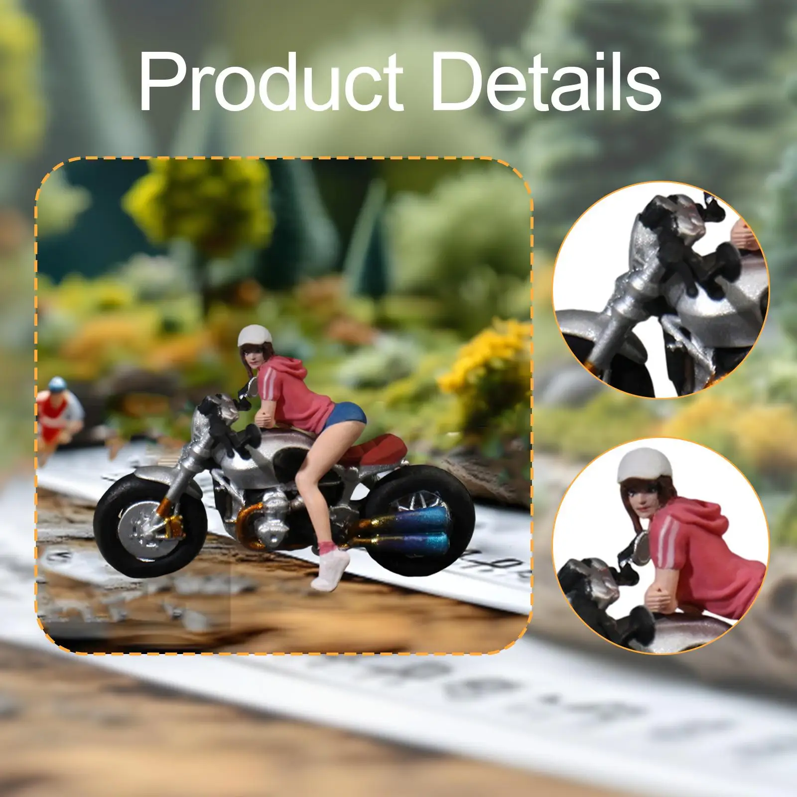 1/64 Scale Miniature Figure Motorcycle Rider Dollhouse Accessories Model 1/64 Scale Miniature Figure Motorcycle Rider Dollhouse Accessories Model
