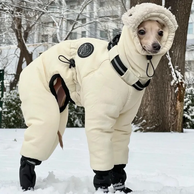 Abrigo de invierno para perros grandes en color blanco