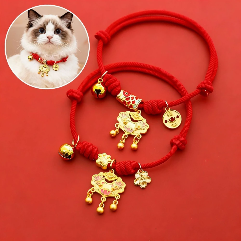 Collar Año Nuevo para gatos y perros amuleto longevidad, koi y campana - imagen 5