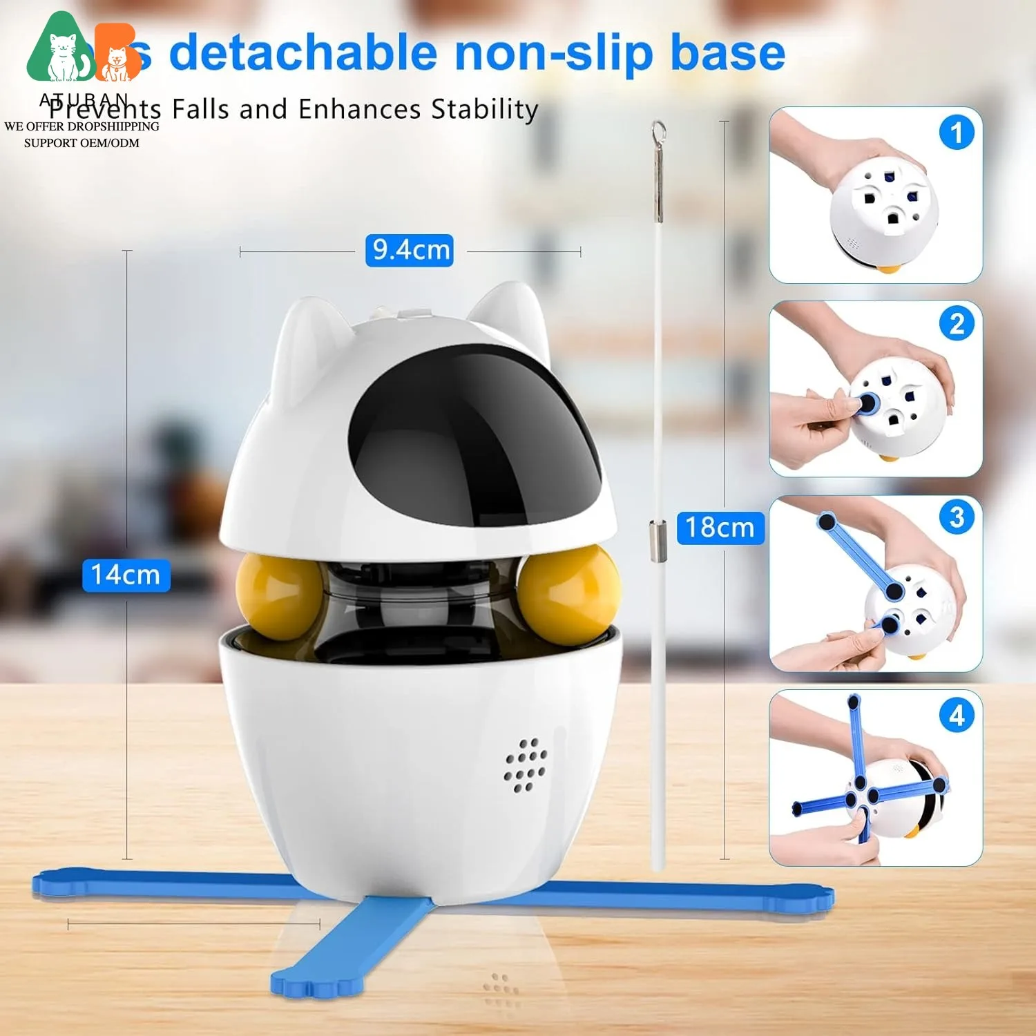 Juguete interactivo 3 en 1 para gatos: pluma, pelota y ejercicio - imagen 5