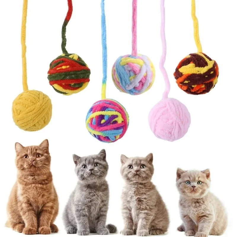 Juguete de peluche para Gato, juguetes interactivos para masticar y provocar con campana, bolas de colores para gatitos, suministros para gatos, 2 uds. - imagen 2