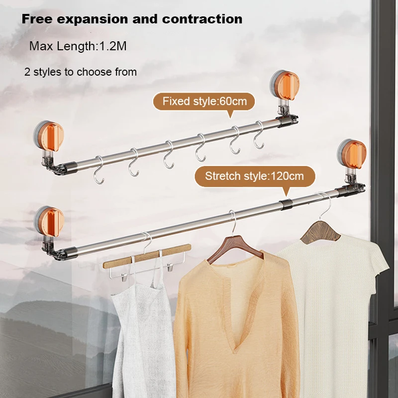 Toallero de mano con ventosa para baño, soporte para toallas, soporte de pared sin taladro, barra de toalla de 60/120cm, colgador de estante para trapo - imagen 5