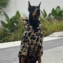 Sudadera con capucha estampado leopardo para perros grandes