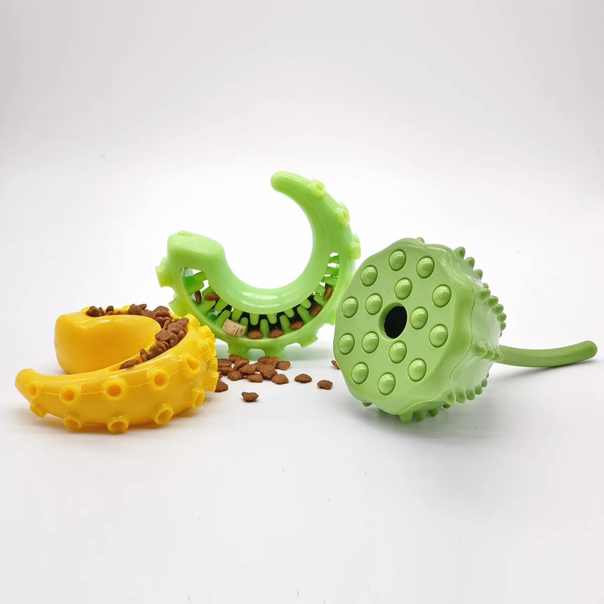 Bola dispensadora de golosinas para perros indestructible, juguete de limpieza de dientes molares resistente a masticar, juguete interactivo para ocultar alimentos