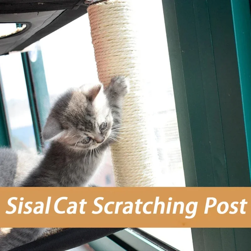 Hammack de doble capa para gatito, ventana colgante para tomar el sol, estera de terciopelo para gato, ventosa, poste rascador de Sisal duradero - imagen 3