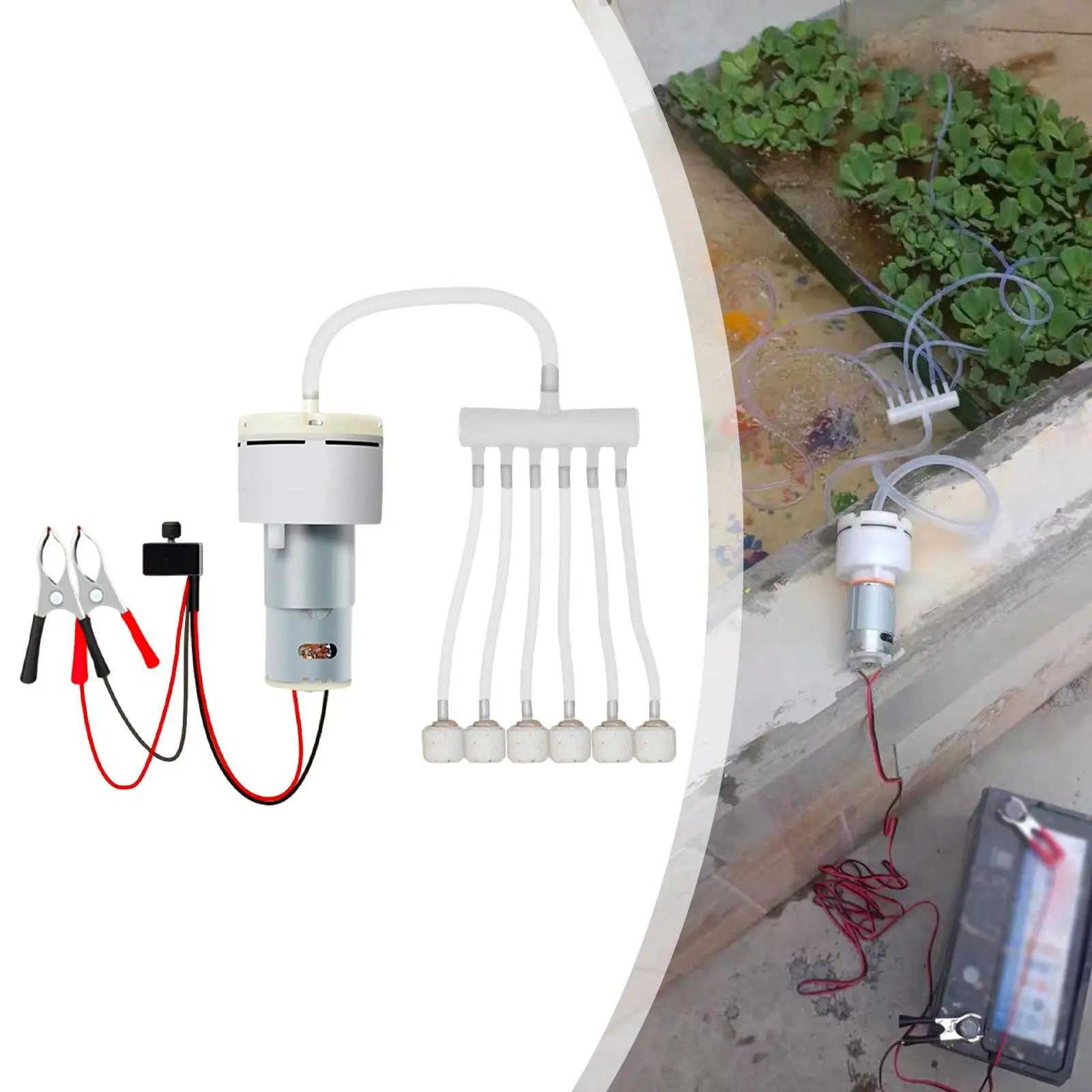 Aquarium Air Pump Portable with Airstone Bubbler Accessories Oxygen Diffuser