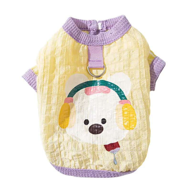 Pet primavera burbuja rejilla puede tirar Teddy perro pequeño primavera fina camiseta gato/perro ropa cachorro ropa - imagen 5