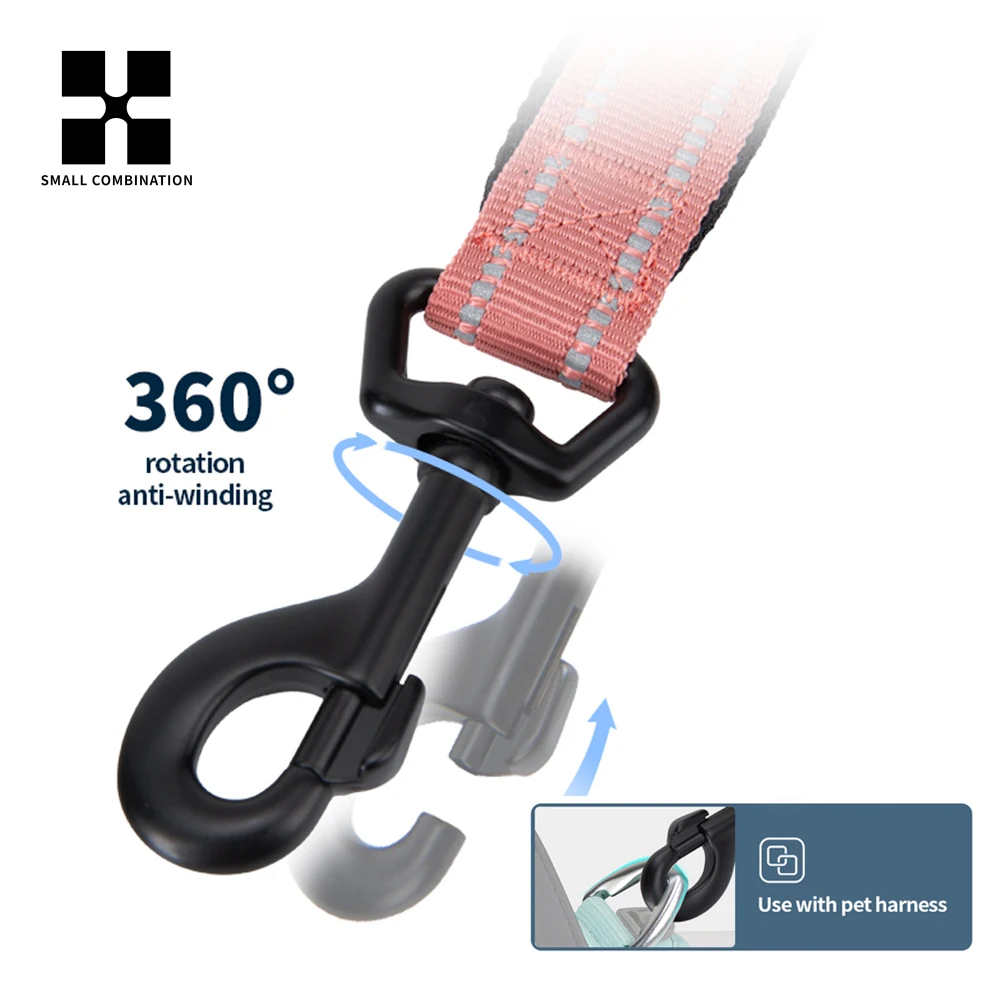 Correa para perros de combinación PEQUEÑA para perros pequeños, medianos y grandes, malla de nailon resistente, acolchada, reflectante, entrenamiento para caminar, correa para perros grandes - imagen 5