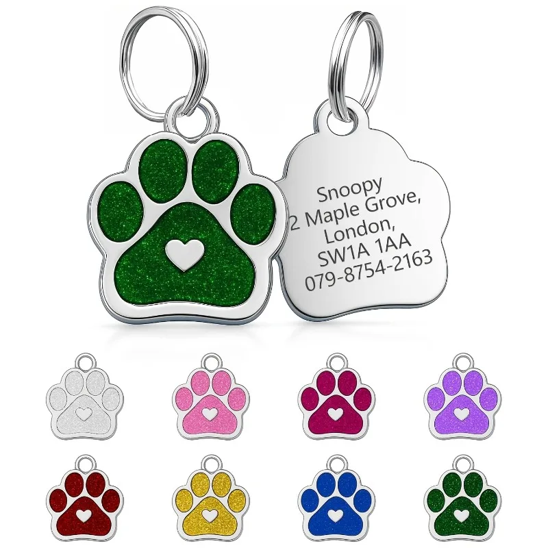 Placa identificación perro y gato corazón brillante personalizado - imagen 4