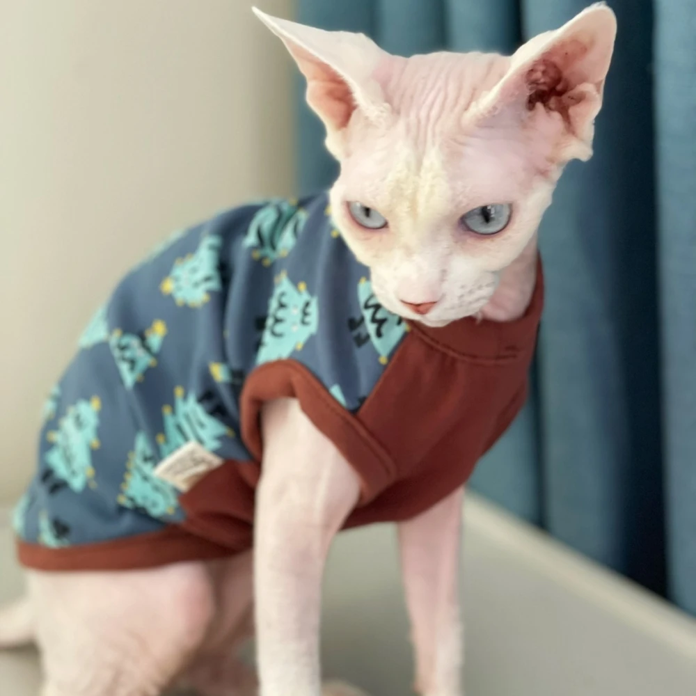 Camisa de algodón para gato Sphynx, abrigo Beige suave de manga corta para mujer, chaleco elástico para gato, ropa de primavera y verano - imagen 3
