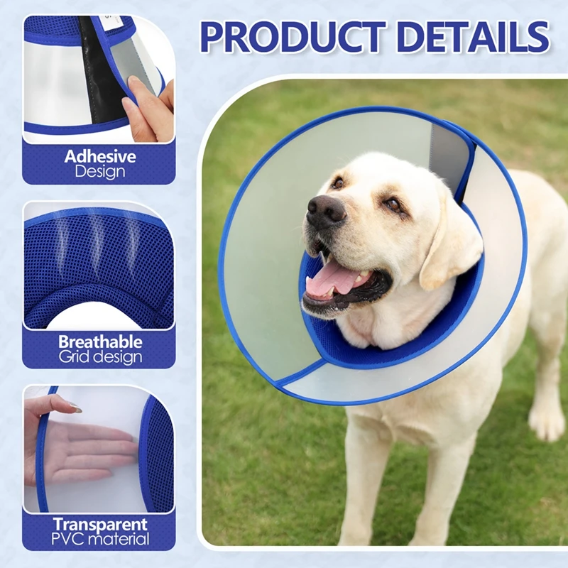 Collar de cono para cachorros y gatos, cono de recuperación cómodo después de la cirugía para dejar de lamer y rascar, Collar grande plegable para perros - imagen 2