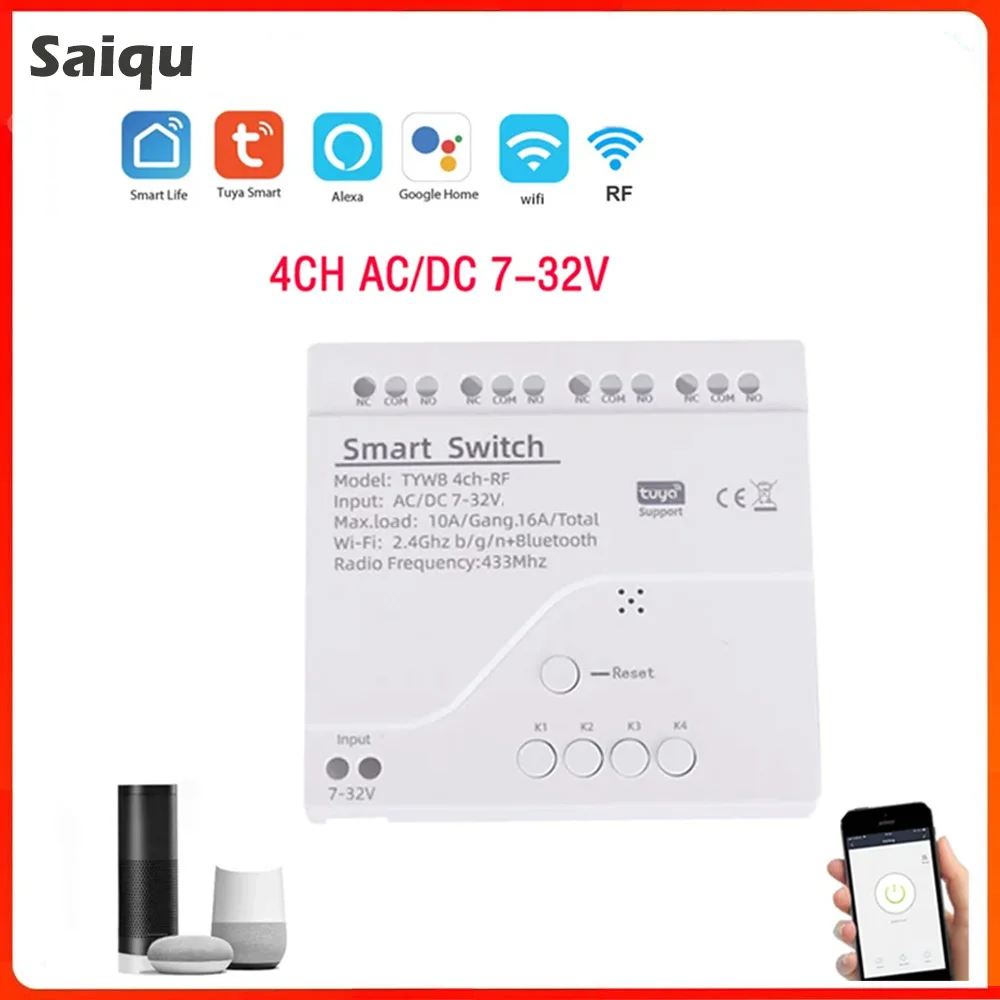 Tuya interruptor inteligente de 4 canales – Módulo WiFi para casa