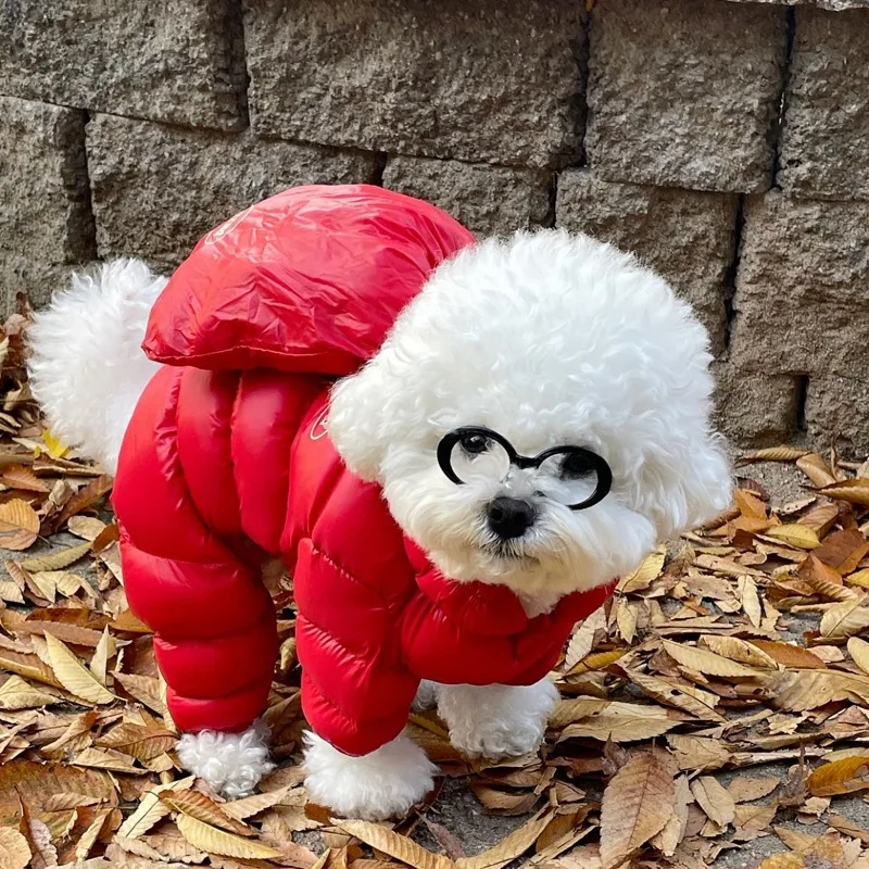 Abrigo de algodón para mascotas de cuatro patas, ropa gruesa de invierno para perros, chaqueta cálida de peluche, monos de moda maltés, XS-XL - imagen 3